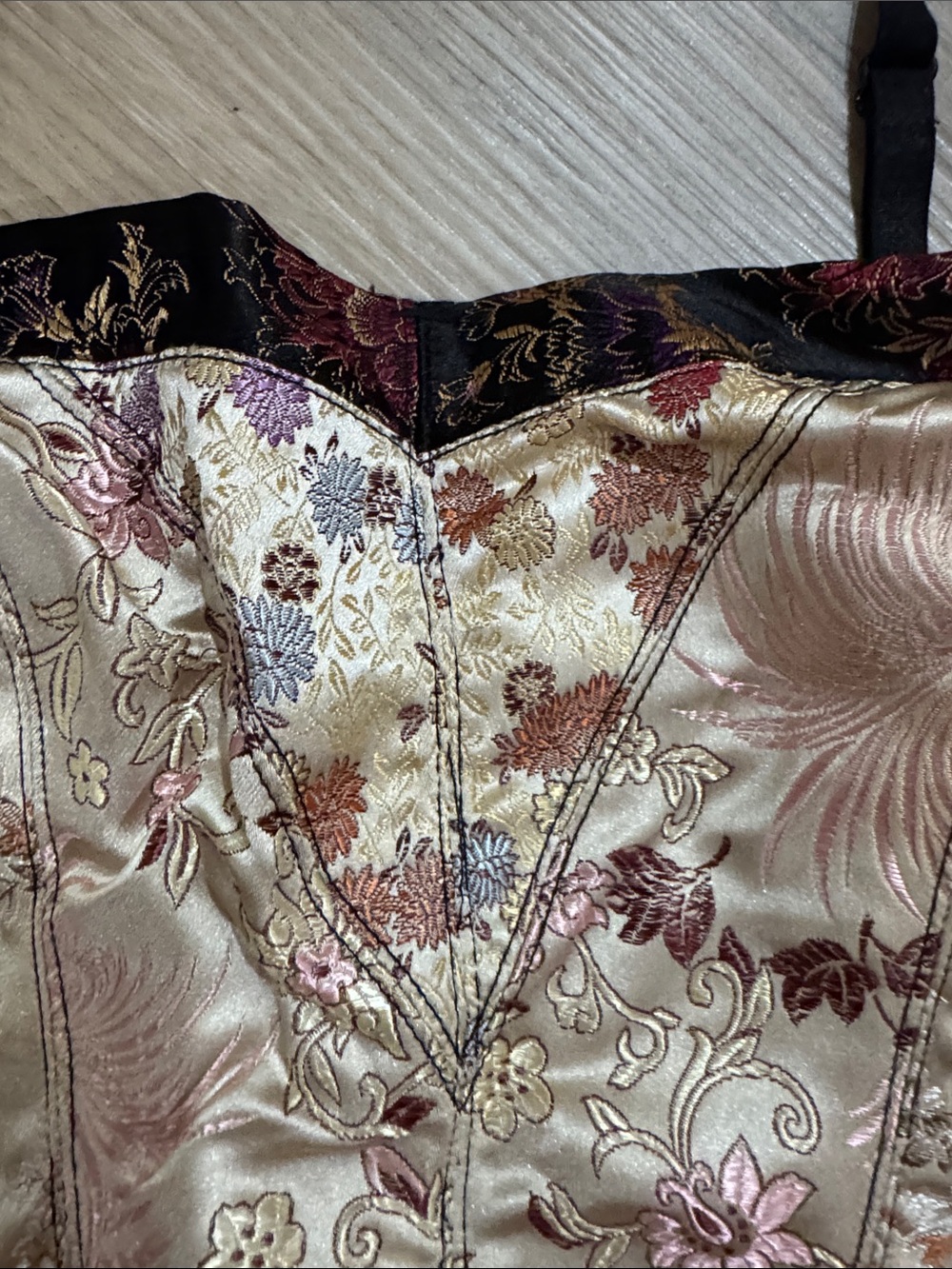 H&M Floral Satin Bustier Camisole in Cream, Pink and Black - Picture 3 of 6